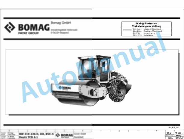 Bomag BW 219 D-5 Single Drum Vibratory Rollers Electric Schematics Diagram 101586951001 - 101586959999