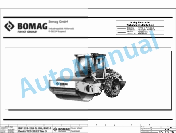 Bomag BW 219 PD-5 TIER 3 Single Drum Vibratory Rollers Electric Schematics Diagram 101586621001 - 101586629999