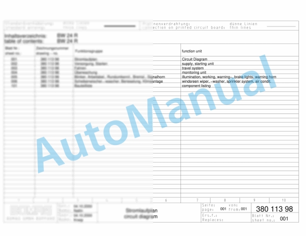 Bomag BW 24 R Rubber Tyred Rollers Electric Schematics Diagram 201530601001 - 201530602193