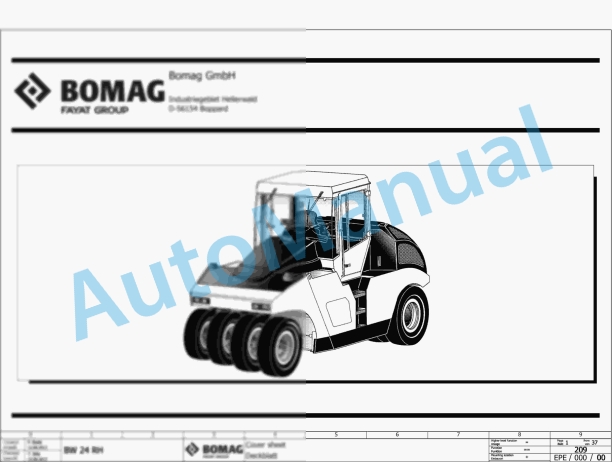 Bomag BW 24 RH 8615 Rubber Tyred Rollers Electric, Hydraulic, Pneumatic Schematics Diagram 861538211001 - 861538211724
