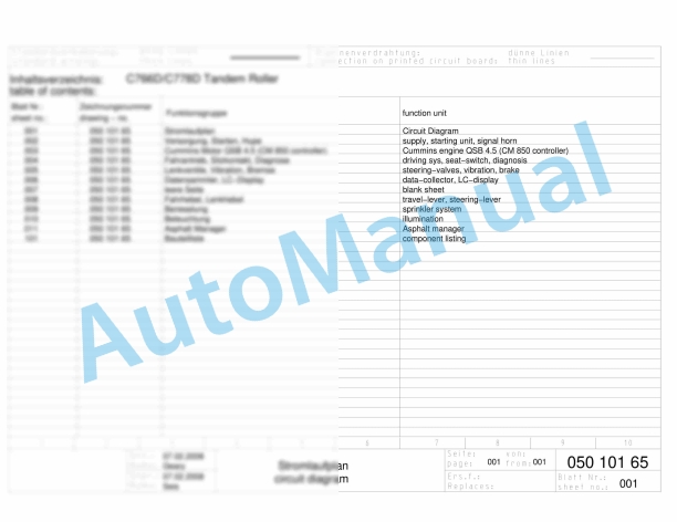 Bomag BW 266 AD Tandem Vibratory Rollers Electric, Hydraulic Schematics Diagram 901D20901005 - 901D20909999