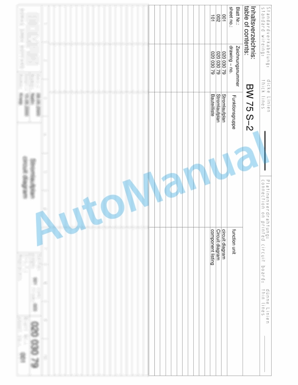 Bomag BW 65 S-2 Walk Behind Double Drum Vibratory Roller Electric Schematics Diagram 101100021001 - 101100022271
