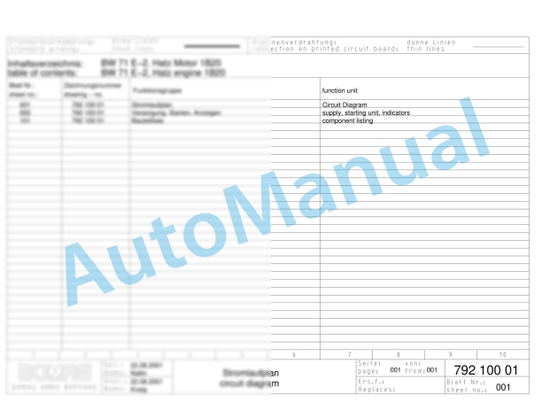 Bomag BW 71 E-2 Single Drum Vibratory Rollers Electric Schematics Diagram 961834751001 - 961834759999