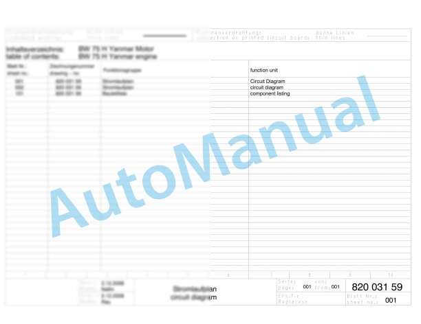 Bomag BW 75 H Walk Behind Double Drum Vibratory Roller Electric Schematics Diagram 961834581001 - 961834589999
