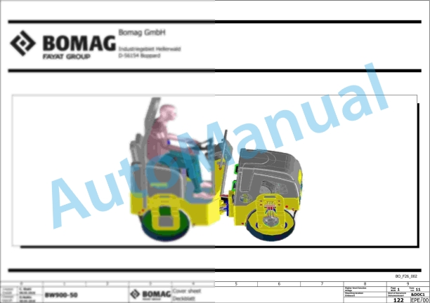 Bomag BW 900-50 Tandem Vibratory Rollers Electric Schematics Diagram 961834651001 - 961834659999