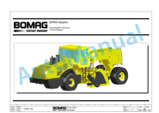Bomag MPH 125 Soil Stabilizer - Asphalt Recycler Electric, Hydraulic, Pneumatic Schematics Diagram 101590221001 - 101590221023