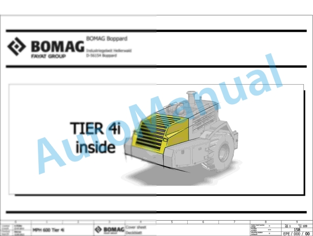 Bomag MPH 600 EU-FLEX Soil Stabilizer - Asphalt Recycler Electric, Hydraulic, Pneumatic Schematics Diagram 101590341001 - 101590341012