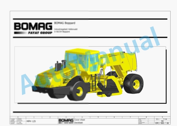 Bomag MPH 600 Soil Stabilizer - Asphalt Recycler Electric, Hydraulic, Pneumatic Schematics Diagram 101590301001 - 101590301023