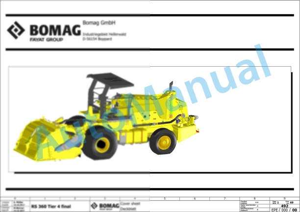 Bomag RS 360 Tier 4f Soil Stabilizer - Asphalt Recycler Electric, Hydraulic Schematics Diagram 101596021001 - 101596029999