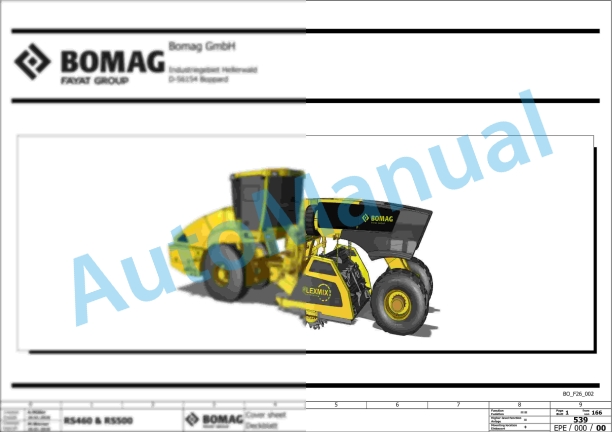 Bomag RS 460 Tier 3A Soil Stabilizer - Asphalt Recycler Electric, Hydraulic Schematics Diagram 101590151001 - 101590151011