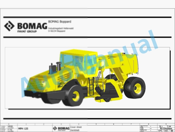 Bomag RS 650 TE Soil Stabilizer - Asphalt Recycler Electric, Hydraulic, Pneumatic Schematics Diagram 101590321001 - 101590329999