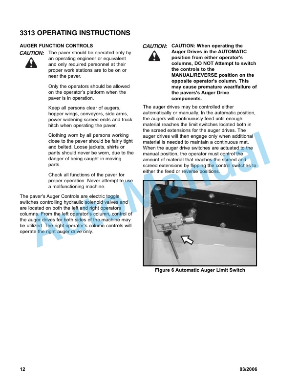 Bomag 3313 Self Propelled Paver Operating Instructions 0852742-2