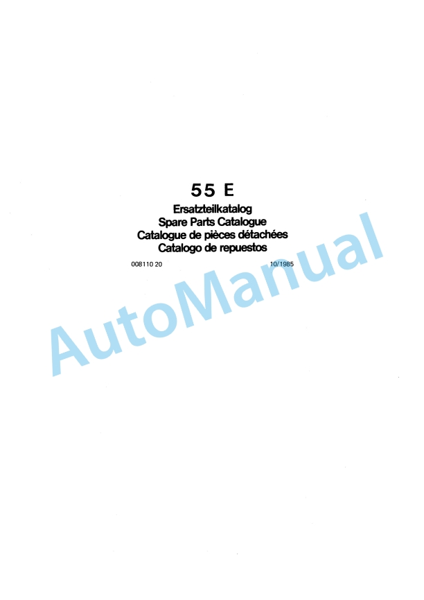 Bomag 55 E Double Vibratory Roller Spare Parts Catalogue 00811020