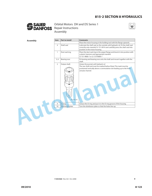 Bomag 815-2 Self Propelled Paver Repair Instructions 0852806-5