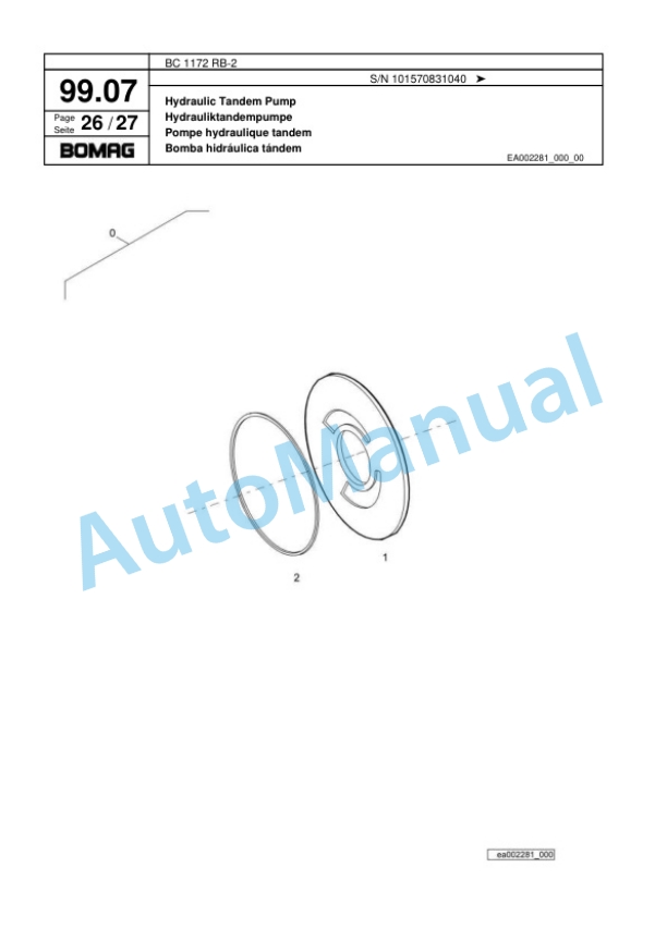 Bomag BC 1172 RB-2 Sanitary Landfill Compactor Spare Parts Catalogue 00818193-5