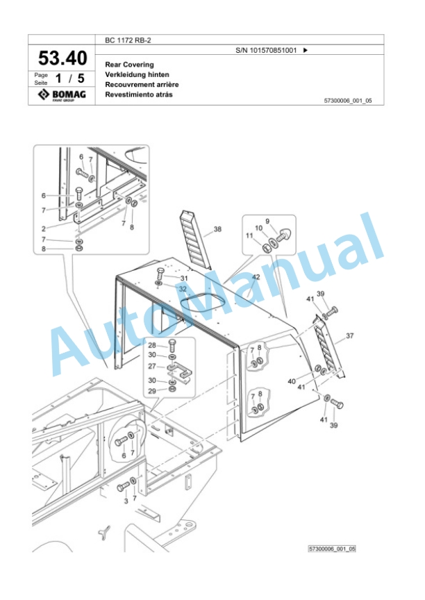 Bomag BC 1172 RB-2 Sanitary Landfill Compactor Spare Parts Catalogue 00818703-2