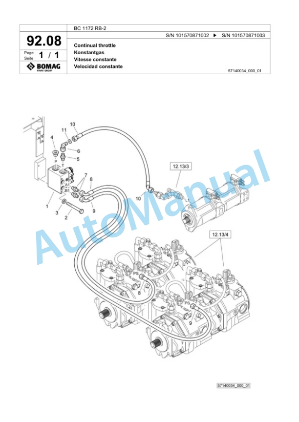 Bomag BC 1172 RB-2 Sanitary Landfill Compactor Spare Parts Catalogue 00818891-3