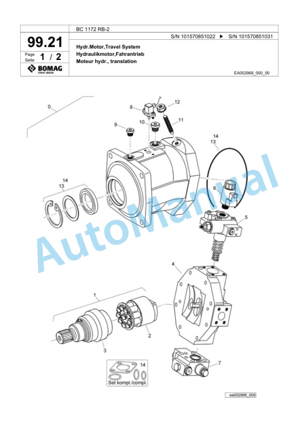 Bomag BC 1172 RB-2 Sanitary Landfill Compactor Spare Parts Catalogue 00824625-5