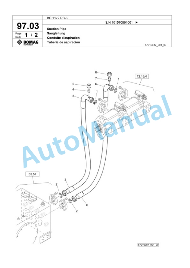 Bomag BC 1172 RB-3 Sanitary Landfill Compactor Spare Parts Catalogue 00818153-3