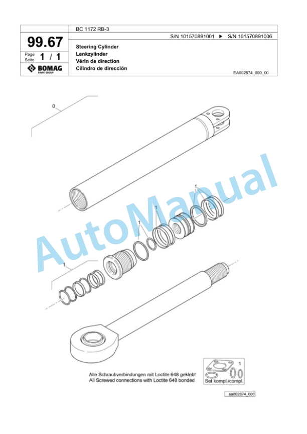 Bomag BC 1172 RB-3 Sanitary Landfill Compactor Spare Parts Catalogue 00818153-5
