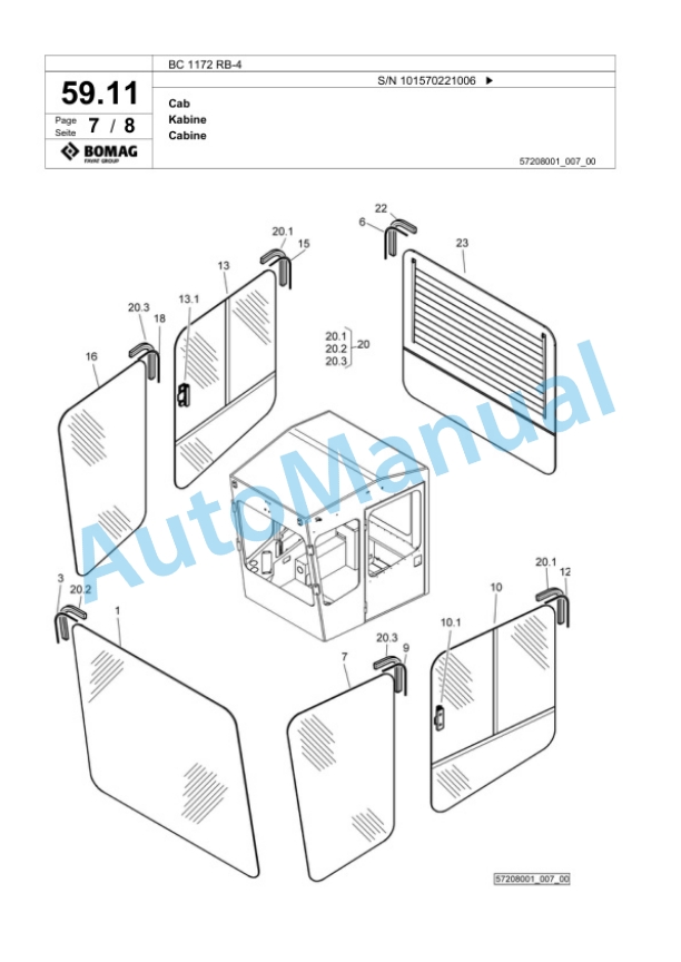 Bomag BC 1172 RB-4 Sanitary Landfill Compactor Spare Parts Catalogue 00824901-2
