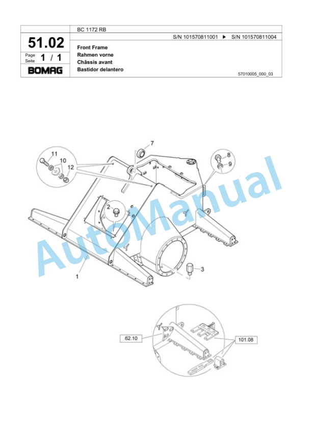 Bomag BC 1172 RB Sanitary Landfill Compactor Spare Parts Catalogue 00817827-2