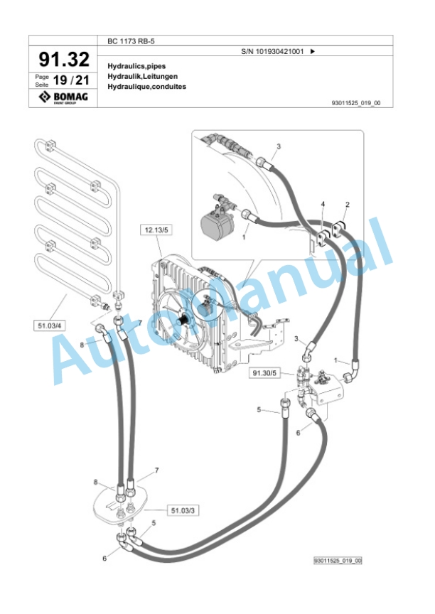 Bomag BC 1173 RB-5 Sanitary Landfill Compactor Spare Parts Catalogue 00826037-4