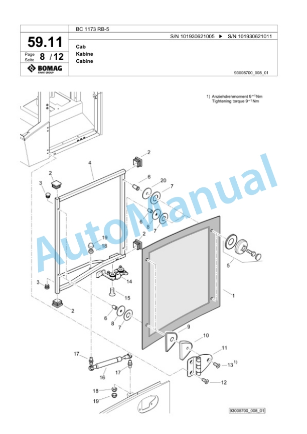 Bomag BC 1173 RB-5 Sanitary Landfill Compactor Spare Parts Catalogue 00826461-2