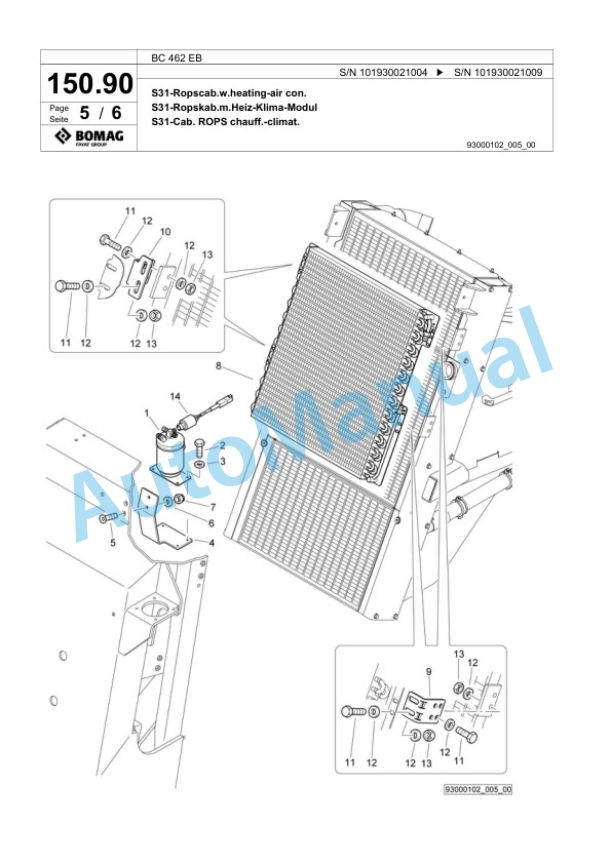 Bomag BC 462 EB Soil Compactor Spare Parts Catalogue 00818443-5