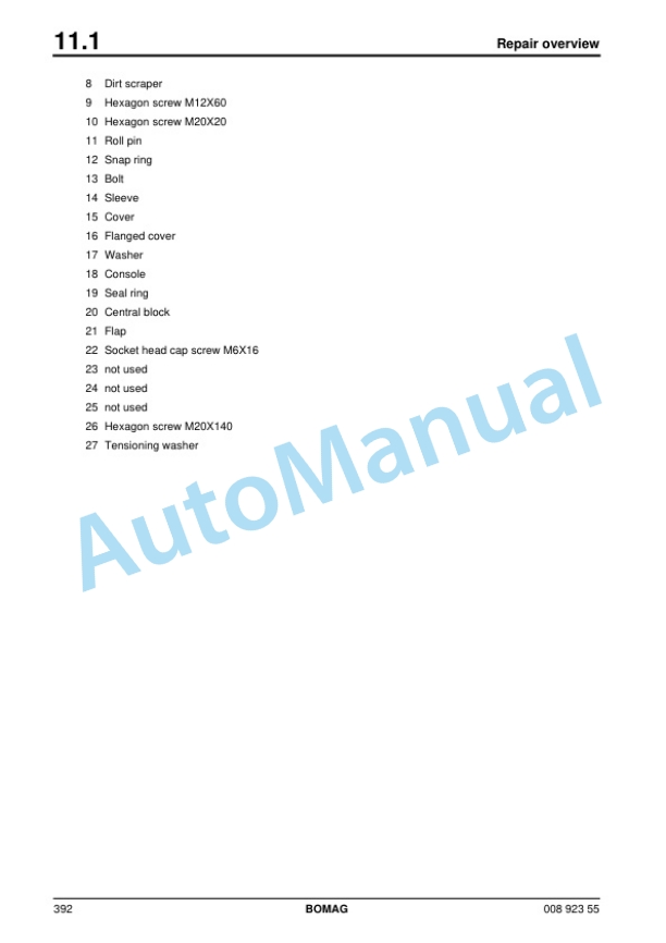 Alternative view of Bomag BC 462 RB, BC 472 RB, BC 472 RS, BC 462 EB Sanitary Landfill Compactor Service Manual 00892355