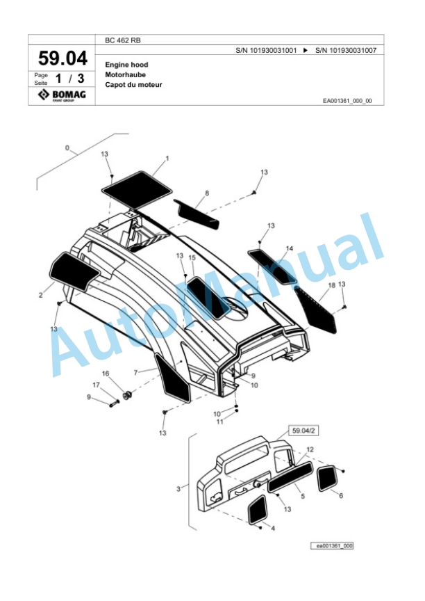 Bomag BC 462 RB Sanitary Landfill Compactor Spare Parts Catalogue 00818445-2