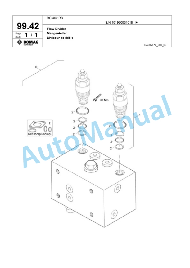 Bomag BC 462 RB Sanitary Landfill Compactor Spare Parts Catalogue 00818445-4
