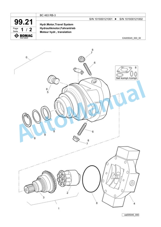 Bomag BC 463 RB-3 Sanitary Landfill Compactor Spare Parts Catalogue 00825133-5