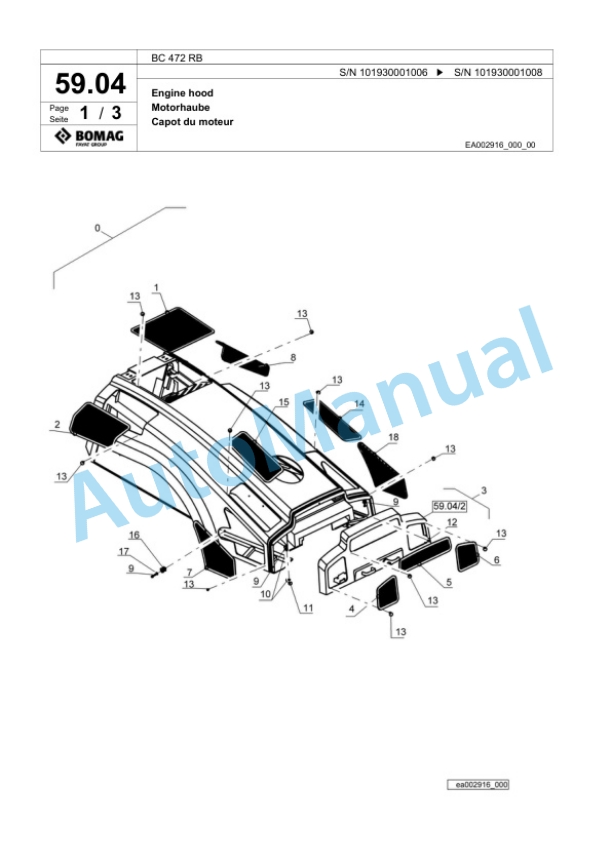 Bomag BC 472 RB Sanitary Landfill Compactor Spare Parts Catalogue 00818439-2