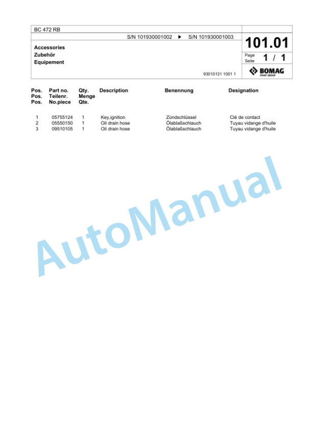 Bomag BC 472 RB Sanitary Landfill Compactor Spare Parts Catalogue 00818439-4