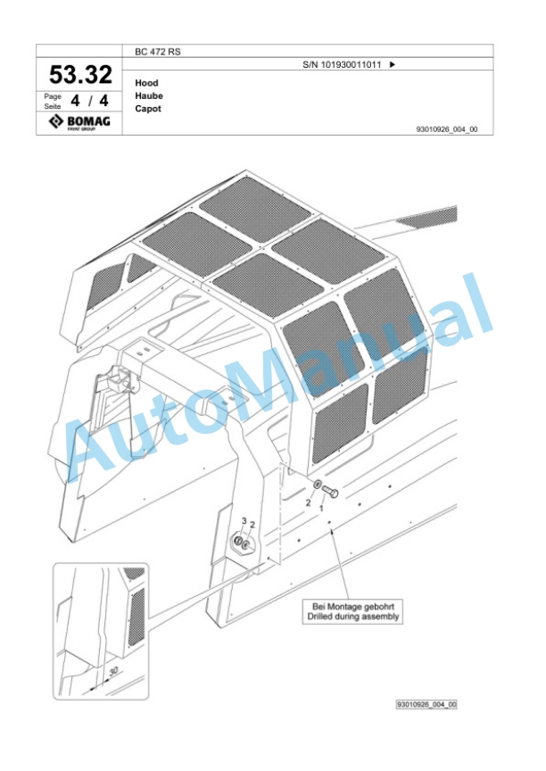 Bomag BC 472 RS Sanitary Landfill Compactor Spare Parts Catalogue 00818441-2