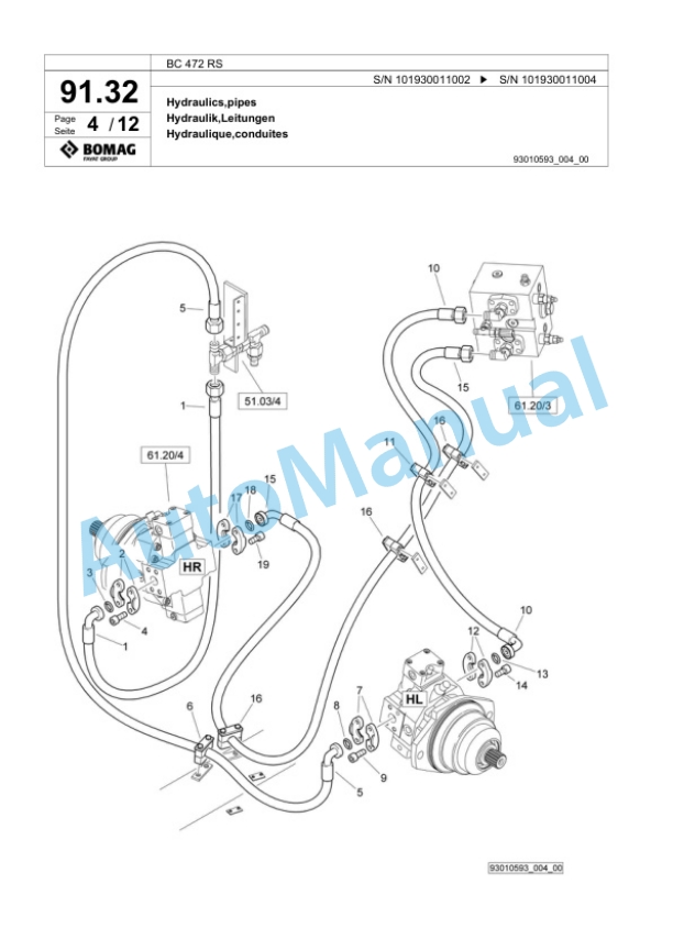 Bomag BC 472 RS Sanitary Landfill Compactor Spare Parts Catalogue 00818441-3