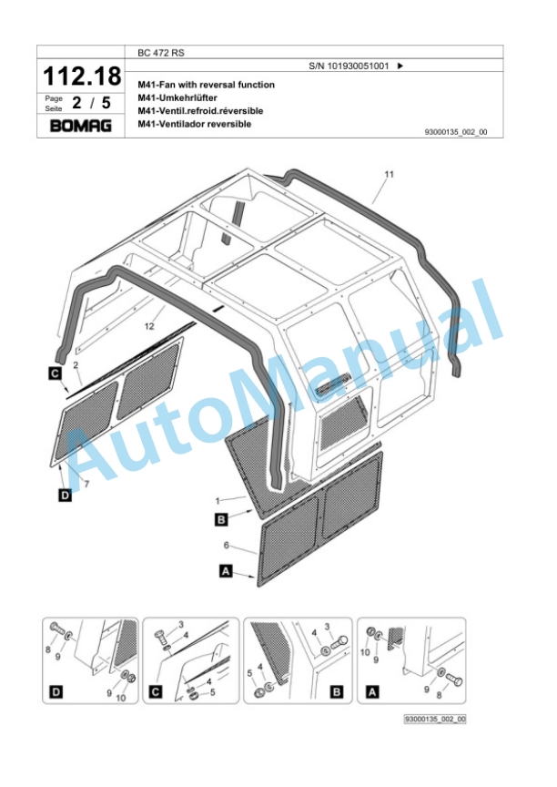 Bomag BC 472 RS Sanitary Landfill Compactor Spare Parts Catalogue 00818907-5