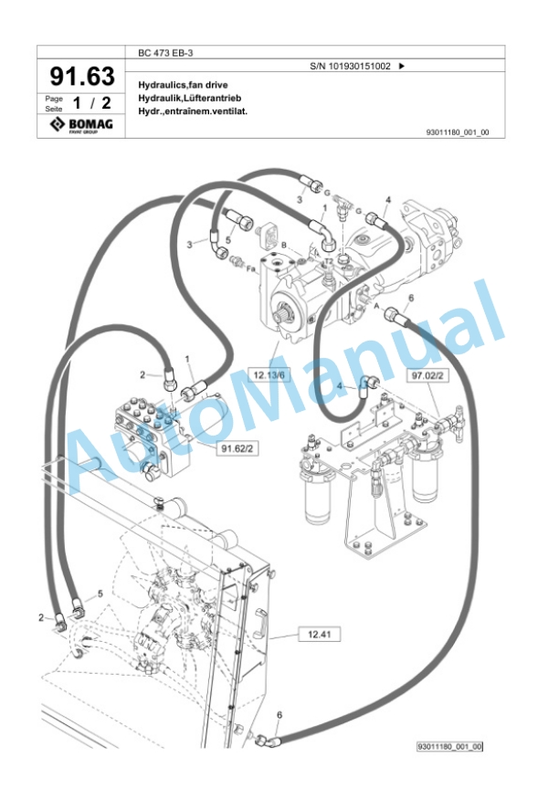 Bomag BC 473 EB-3 Sanitary Landfill Compactor Spare Parts Catalogue 00825137-3