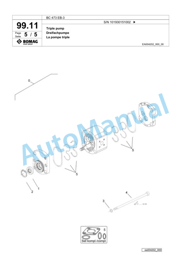 Bomag BC 473 EB-3 Sanitary Landfill Compactor Spare Parts Catalogue 00825137-4