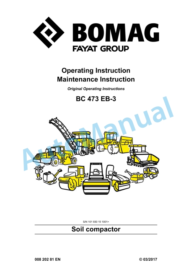 Bomag BC 473 EB-3 Soil Compactor Operating and Maintenance Instructions 00820281