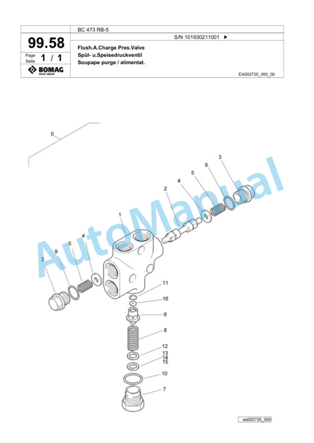 Bomag BC 473 RB-5 Sanitary Landfill Compactor Spare Parts Catalogue 00825301-5