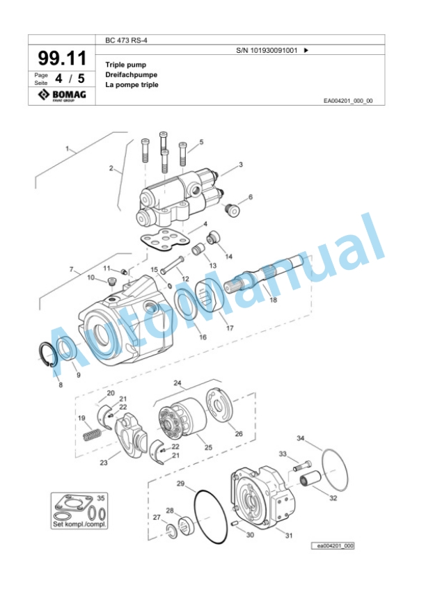 Bomag BC 473 RS-4 Sanitary Landfill Compactor Spare Parts Catalogue 00824527-4