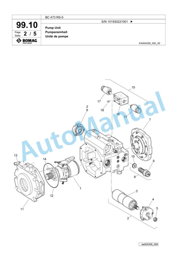Bomag BC 473 RS-5 Sanitary Landfill Compactor Spare Parts Catalogue 00825759-4