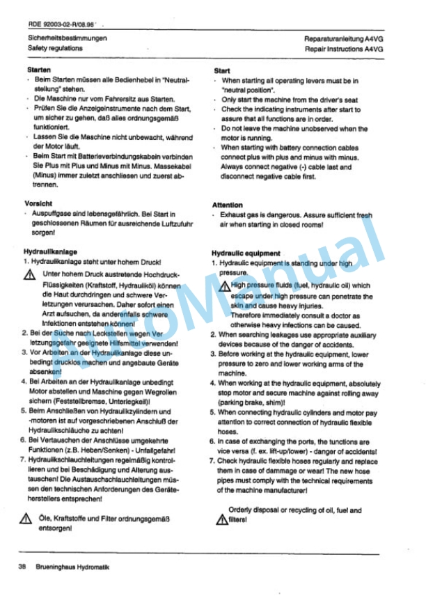 Bomag BC 570 RB, BC 670 RB Sanitary Landfill Compactor Repair Instructions 00819147-4
