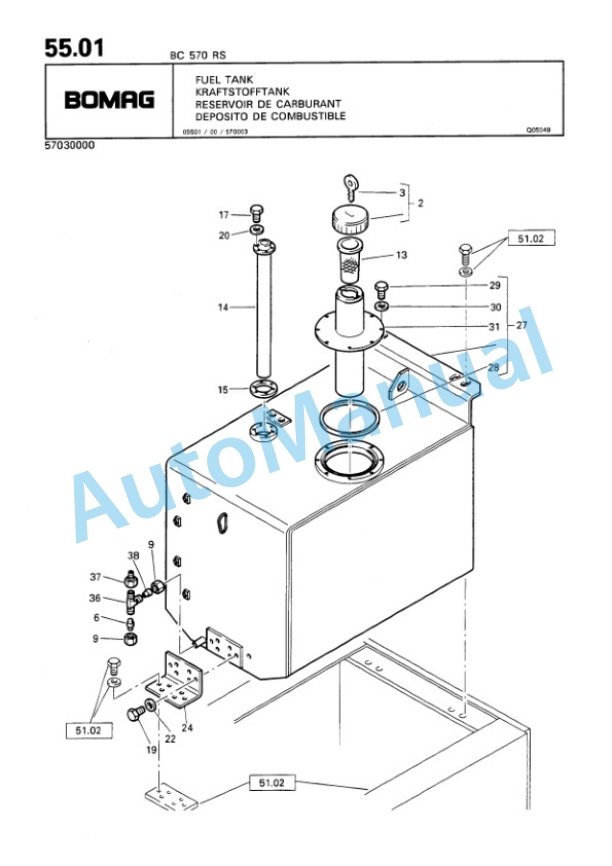 Bomag BC 570 RS Sanitary Landfill Compactor Spare Parts Catalogue 00818801-4