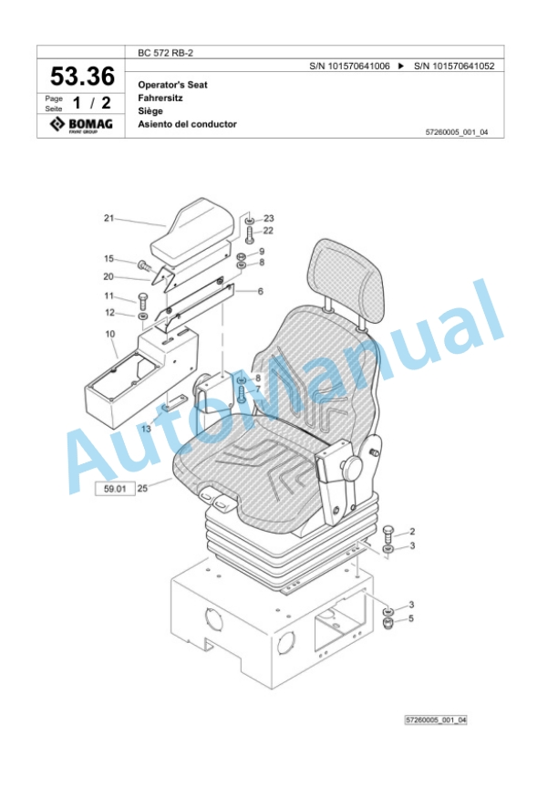 Bomag BC 572 RB-2 Sanitary Landfill Compactor Spare Parts Catalogue 00818183-2