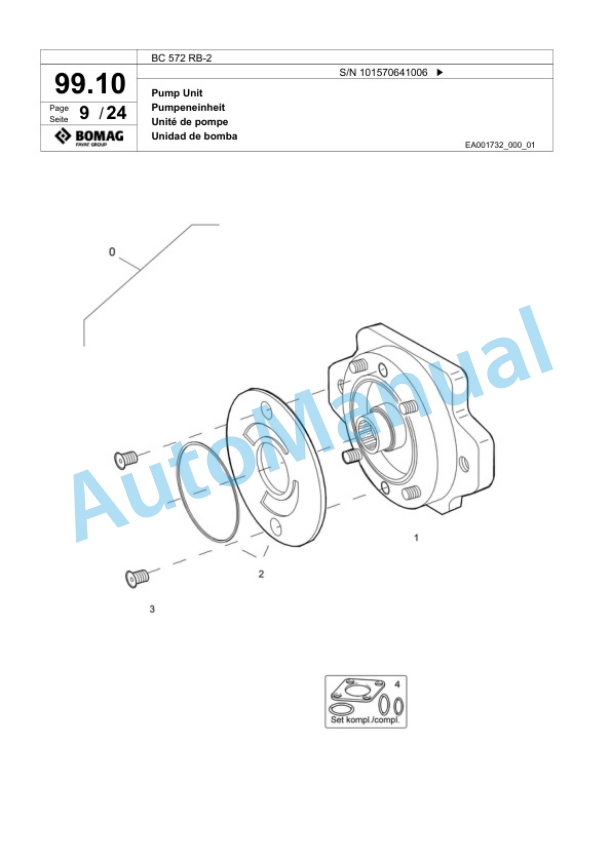 Bomag BC 572 RB-2 Sanitary Landfill Compactor Spare Parts Catalogue 00818183-4