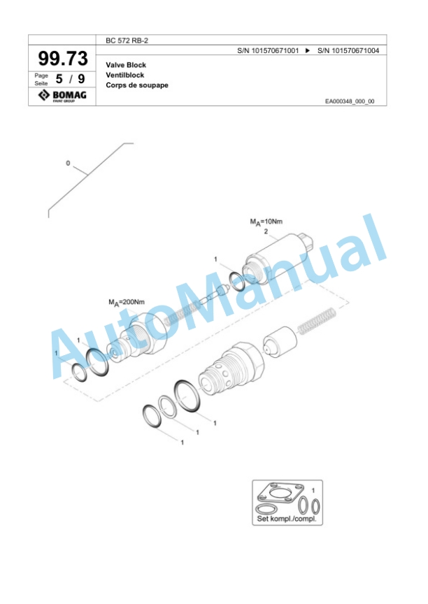 Bomag BC 572 RB-2 Sanitary Landfill Compactor Spare Parts Catalogue 00824257-5