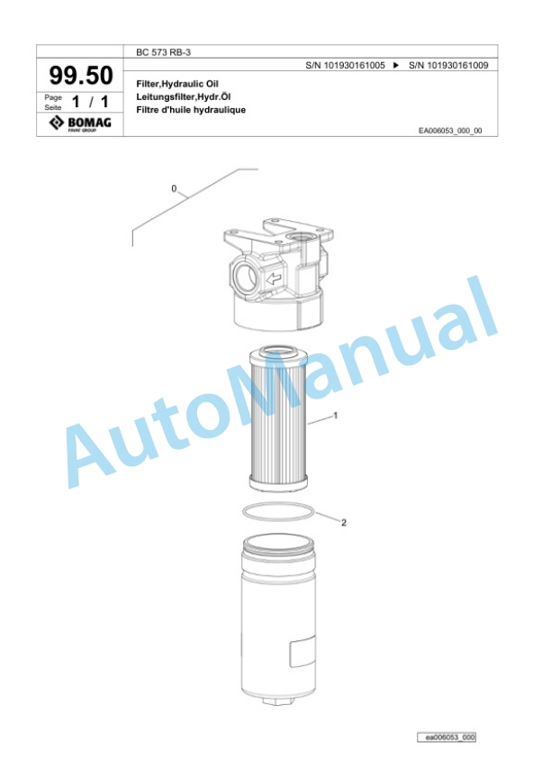 Bomag BC 573 RB-3 Sanitary Landfill Compactor Spare Parts Catalogue 00825139-5